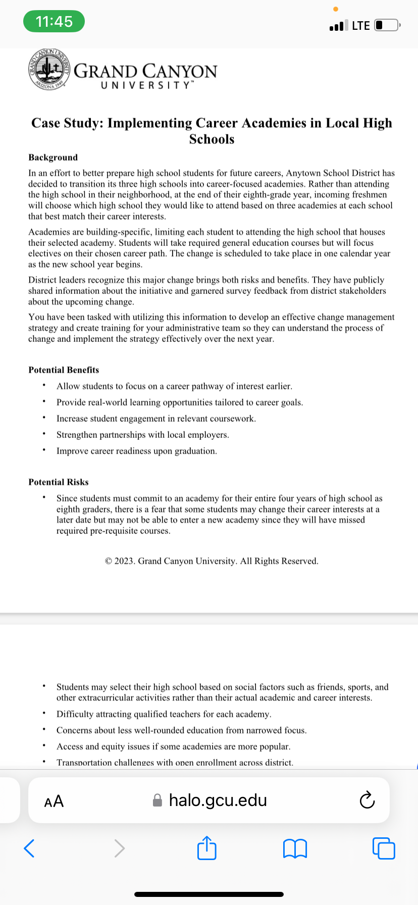 Using information and data from the "Case Study: