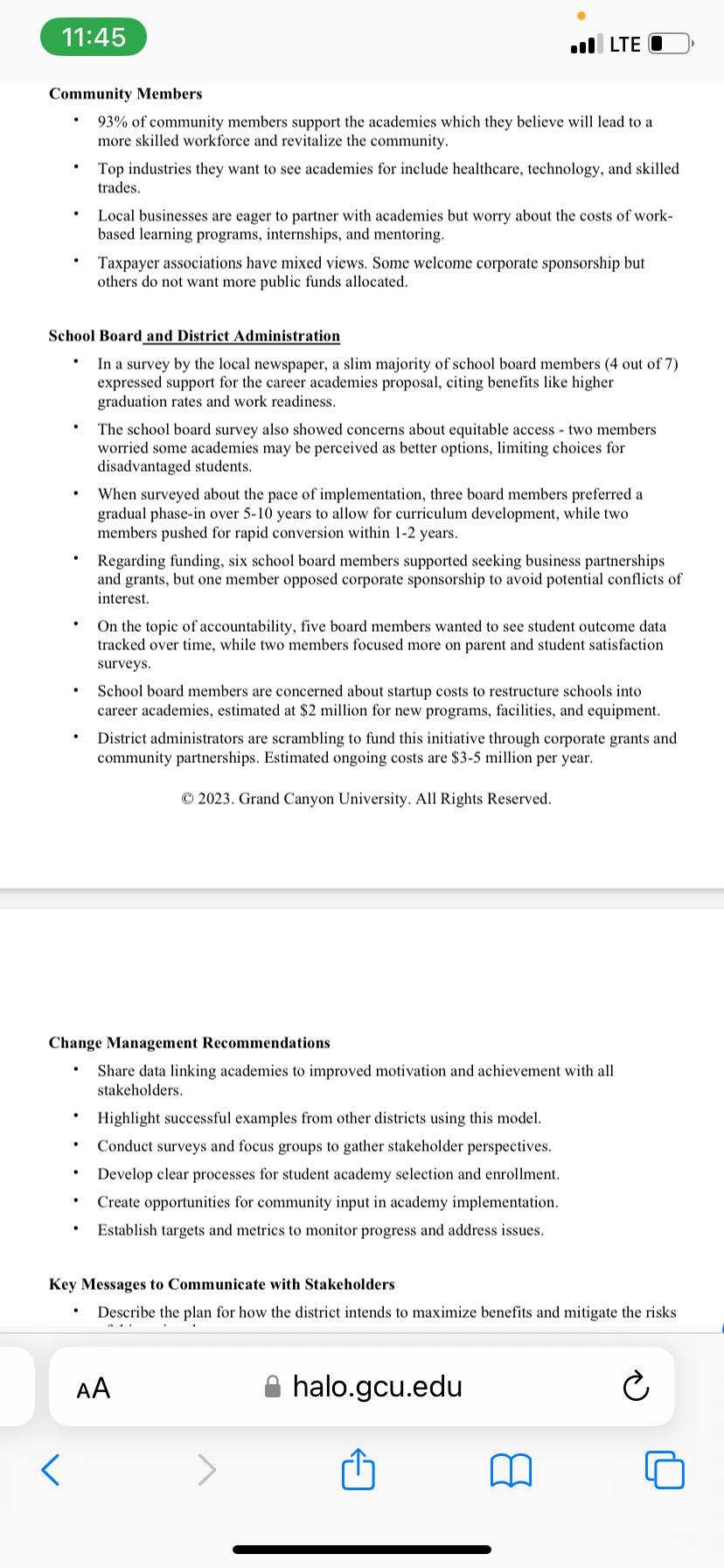 Using information and data from the "Case Study: