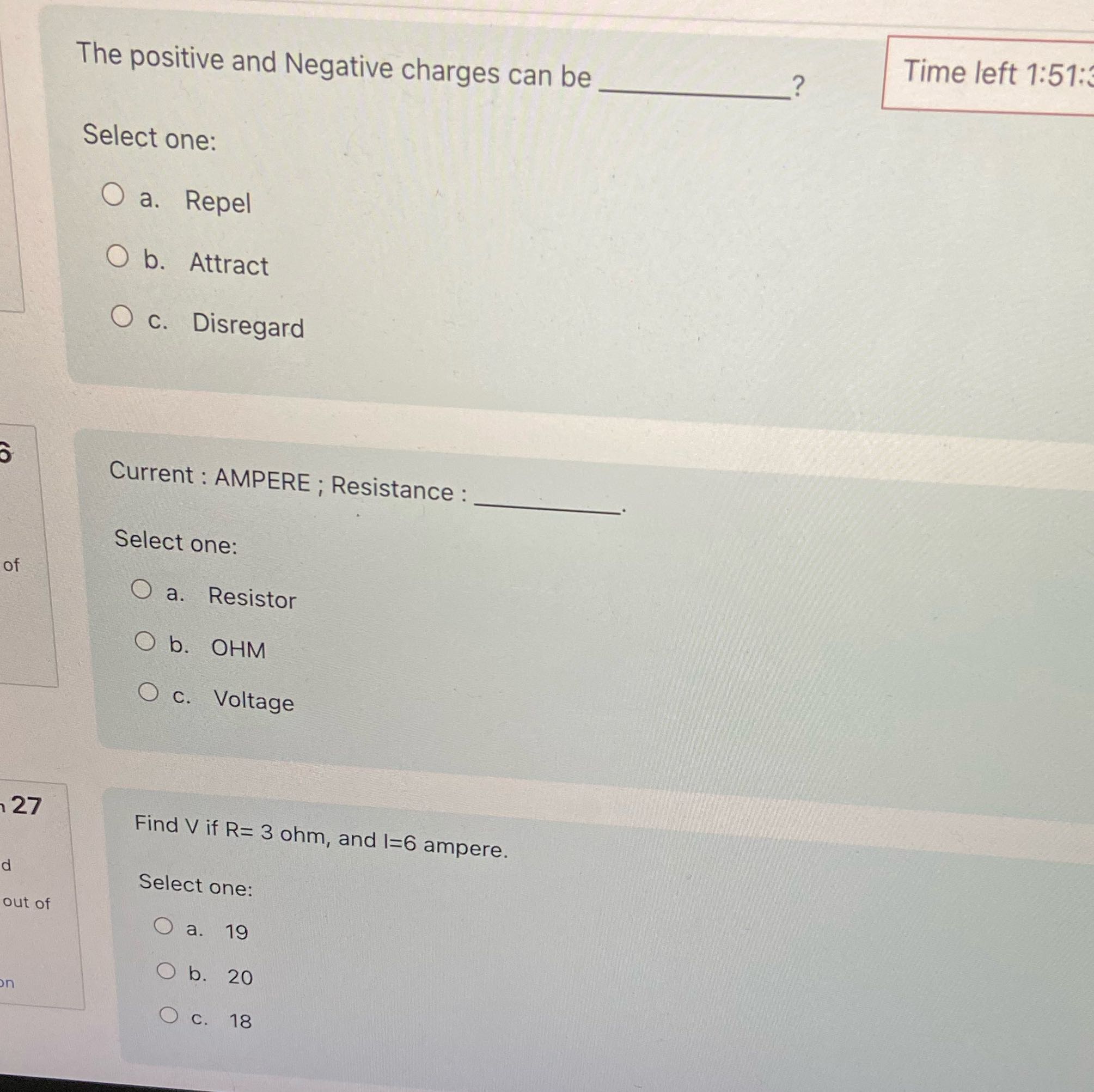 Time left 1:51: The positive and Negative charges