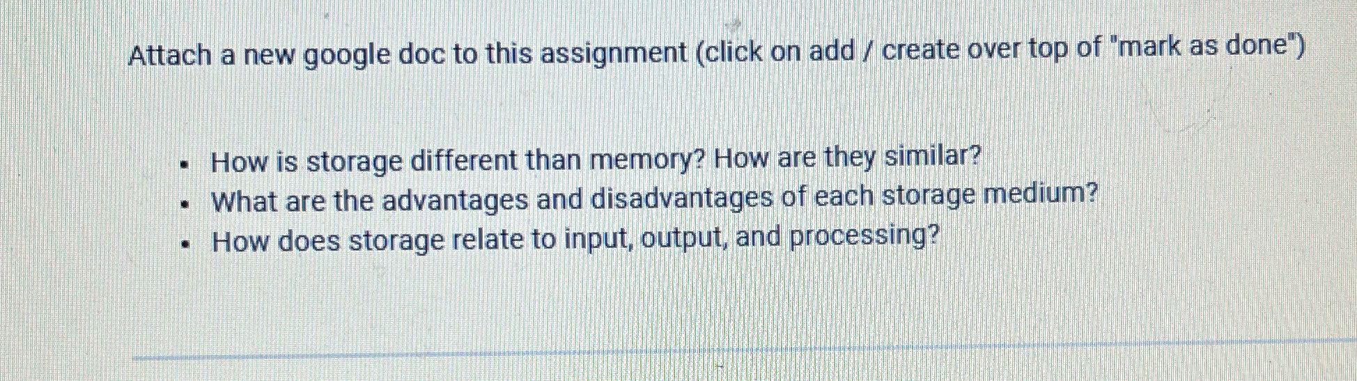 Attach a new google doc to this assignment (click