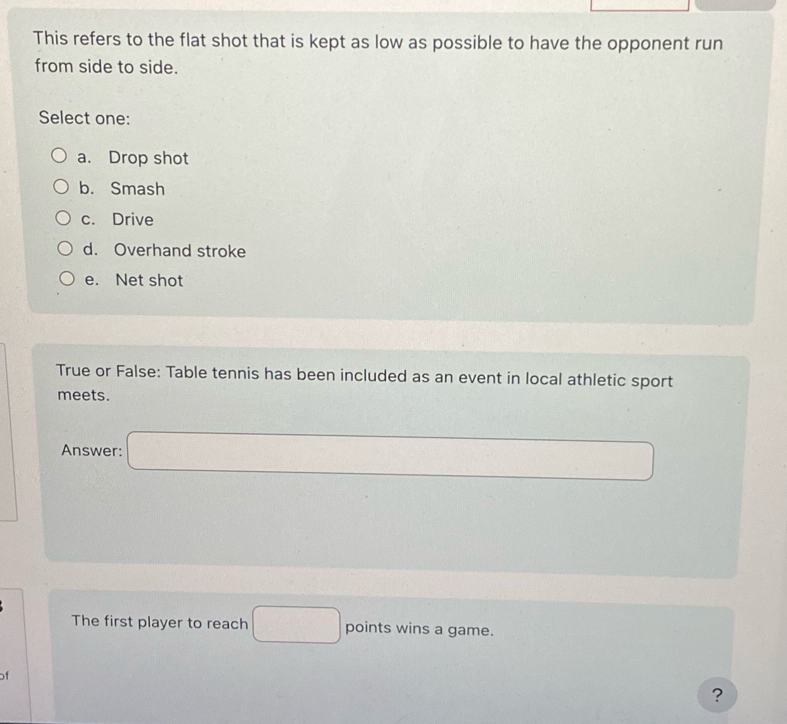 This refers to the flat shot that is kept as low