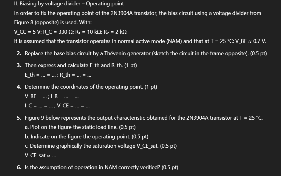 Il. Biasing by voltage divider - Operating point