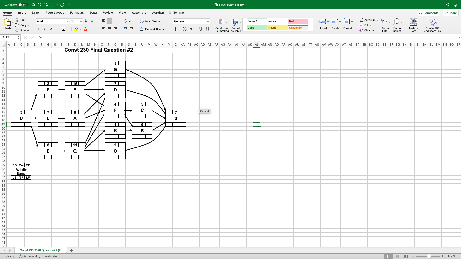 AutoSave O OFF " A PC ... Final Part 1 Q #2 Home
