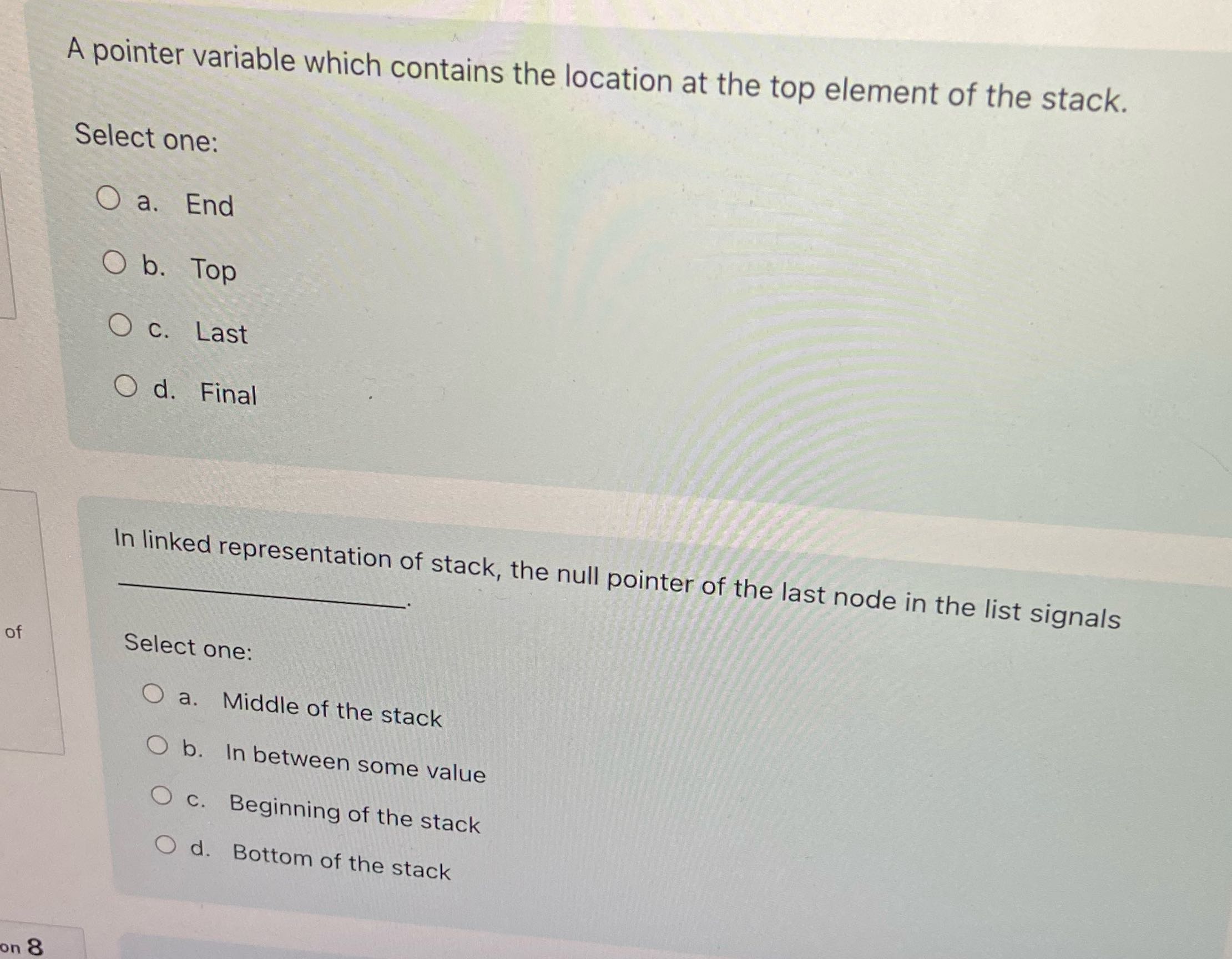 A pointer variable which contains the location at