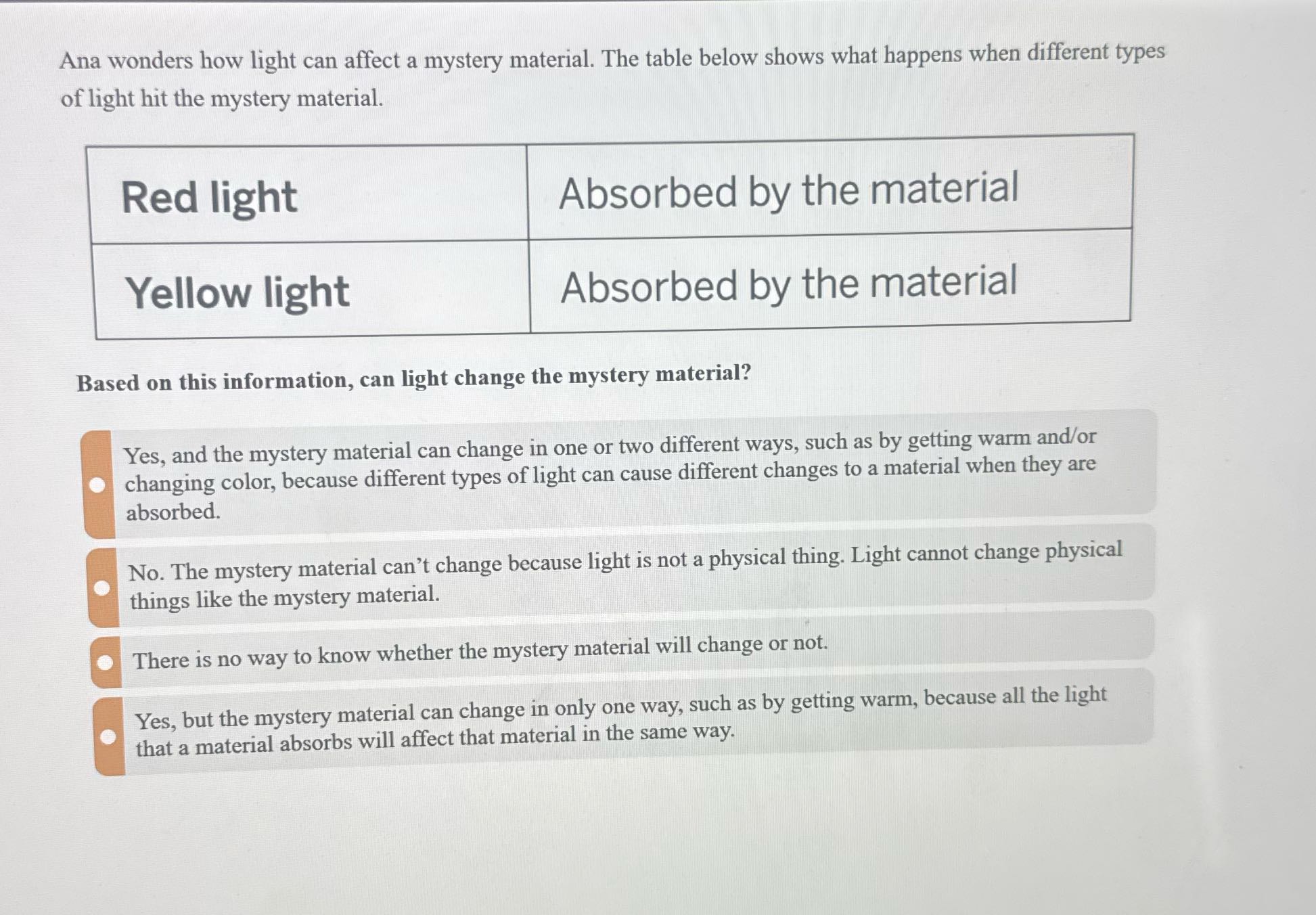 Help Ana wonders how light can affect a mystery