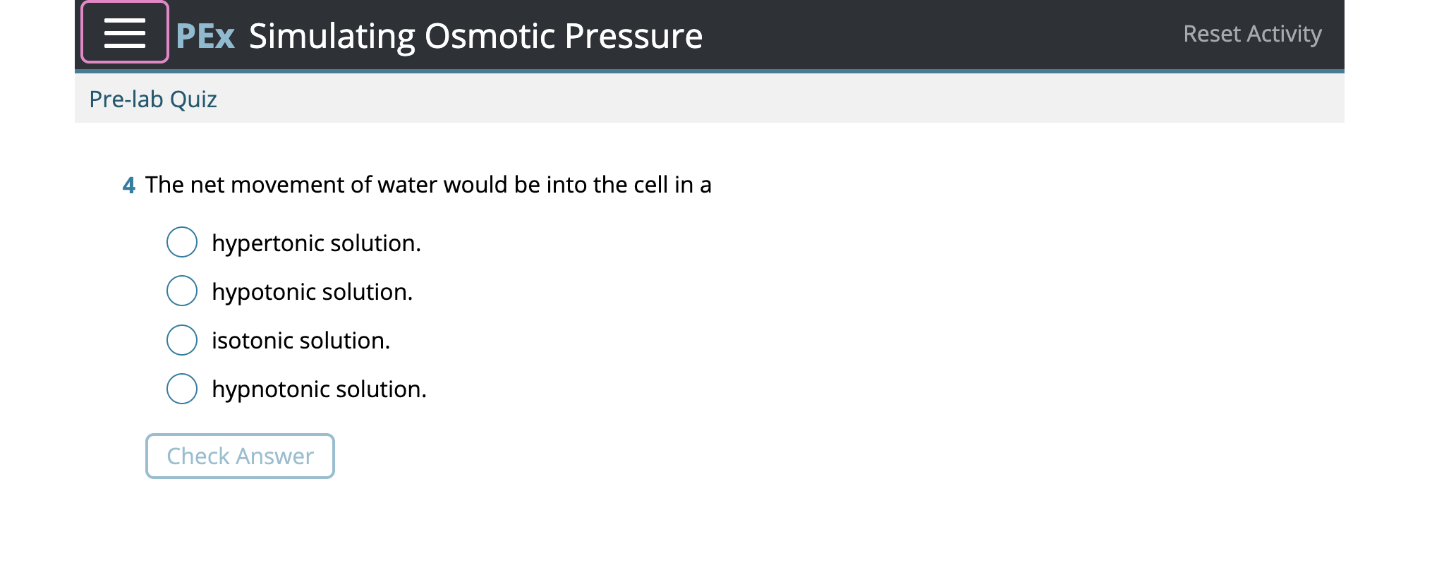 solve it PEx Simulating Osmotic Pressure Reset