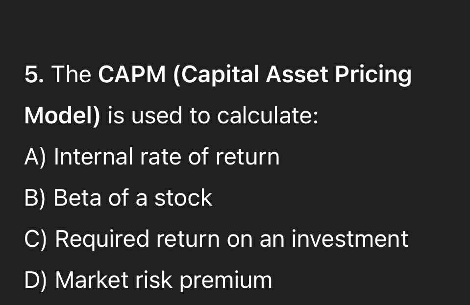 General finance. No ai use 5. The CAPM (Capital