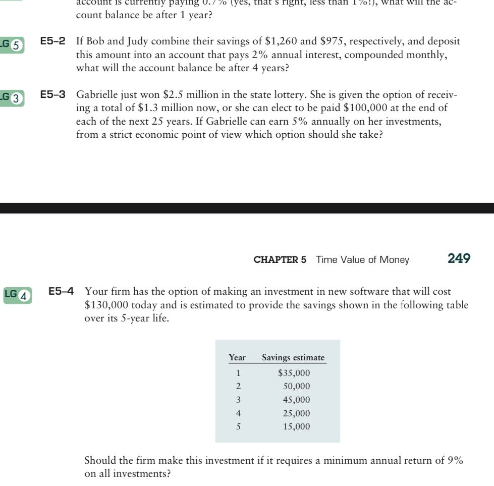 payl count balance be after 1 year? G 5 E5-2 If