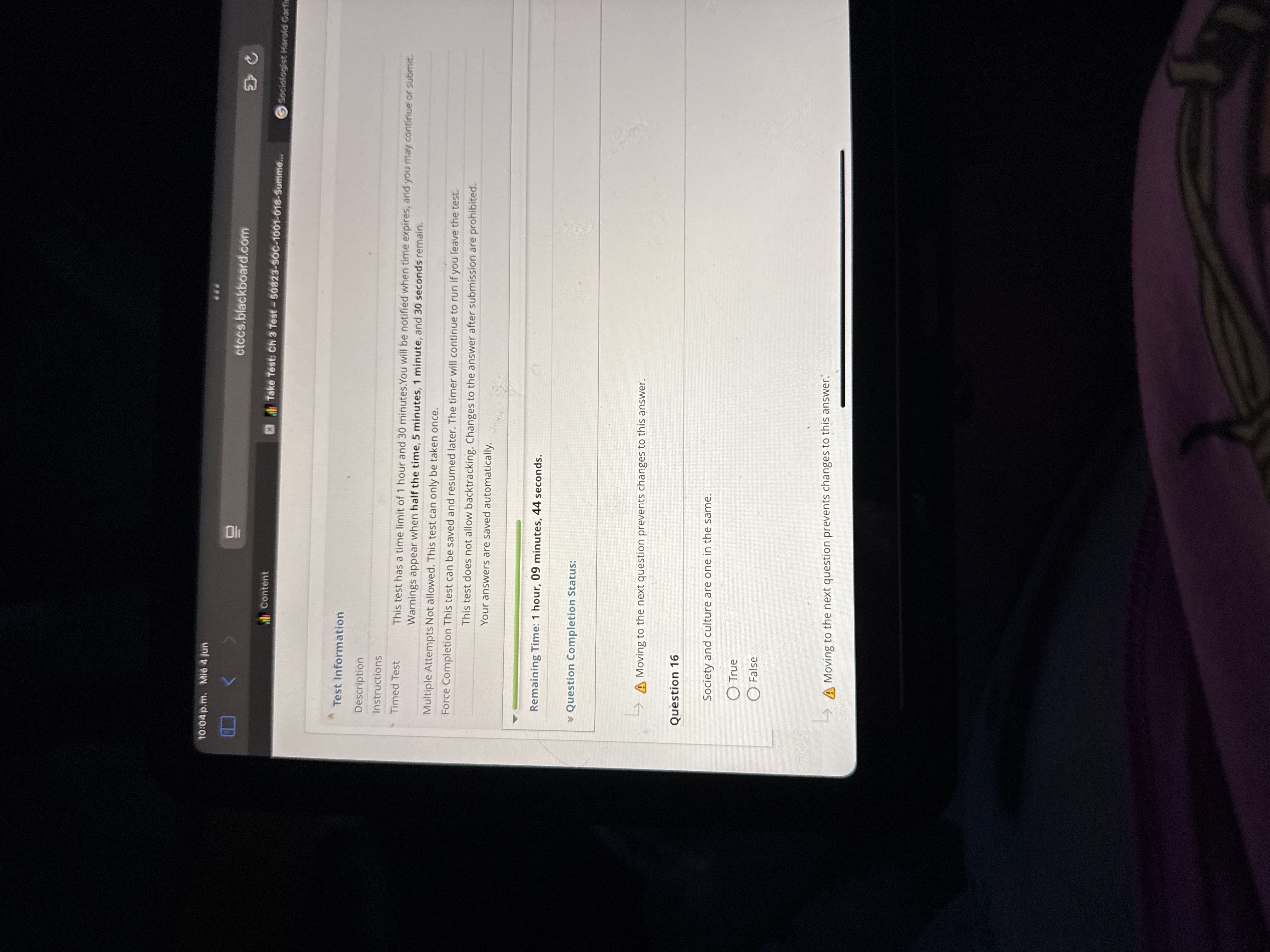 J 10:04 p.m. Mie 4 jun ctccs.blackboard.com wil