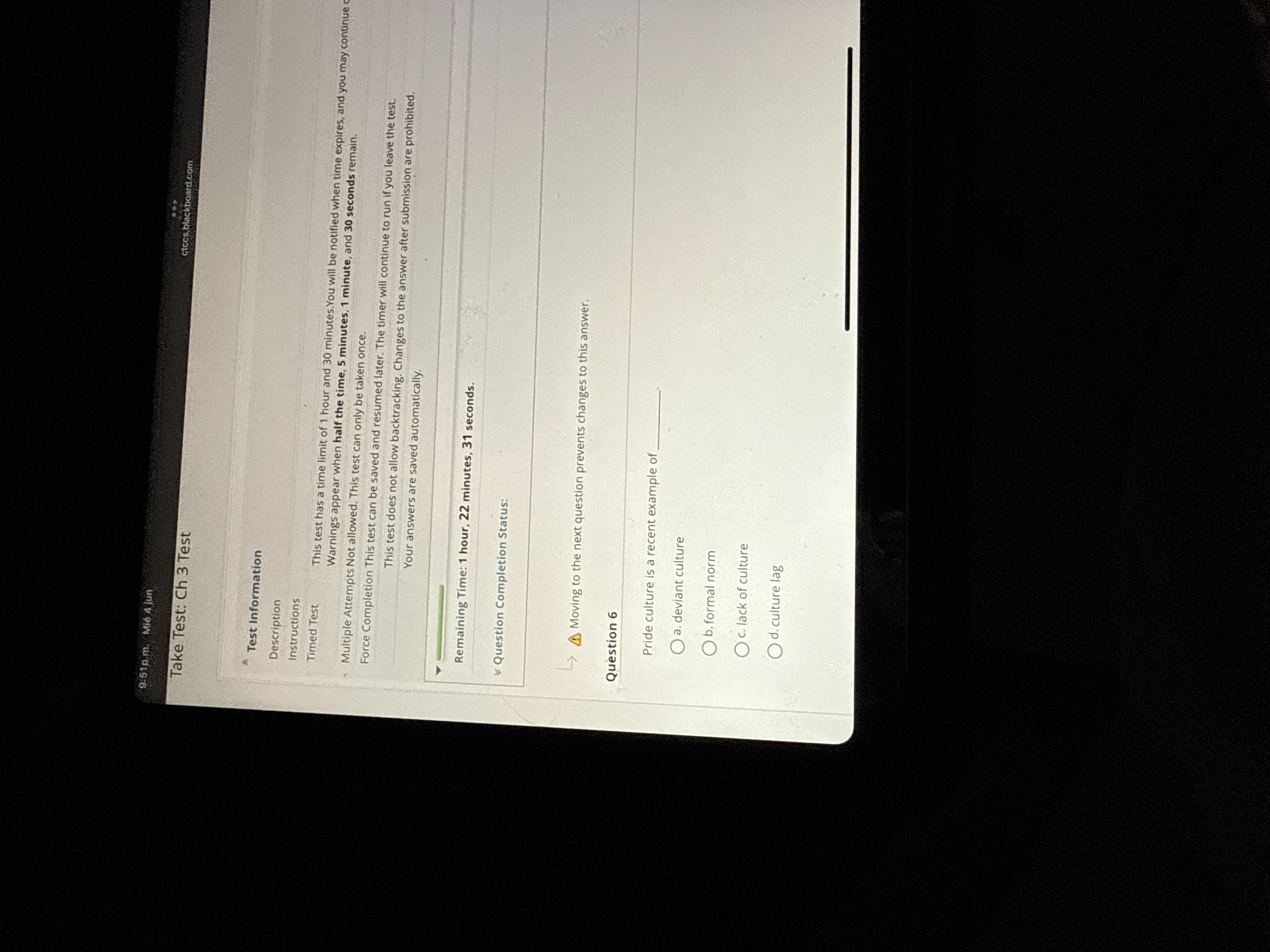 N 9:510.m. Mie 4 jun ctccs.blackboard.com Take