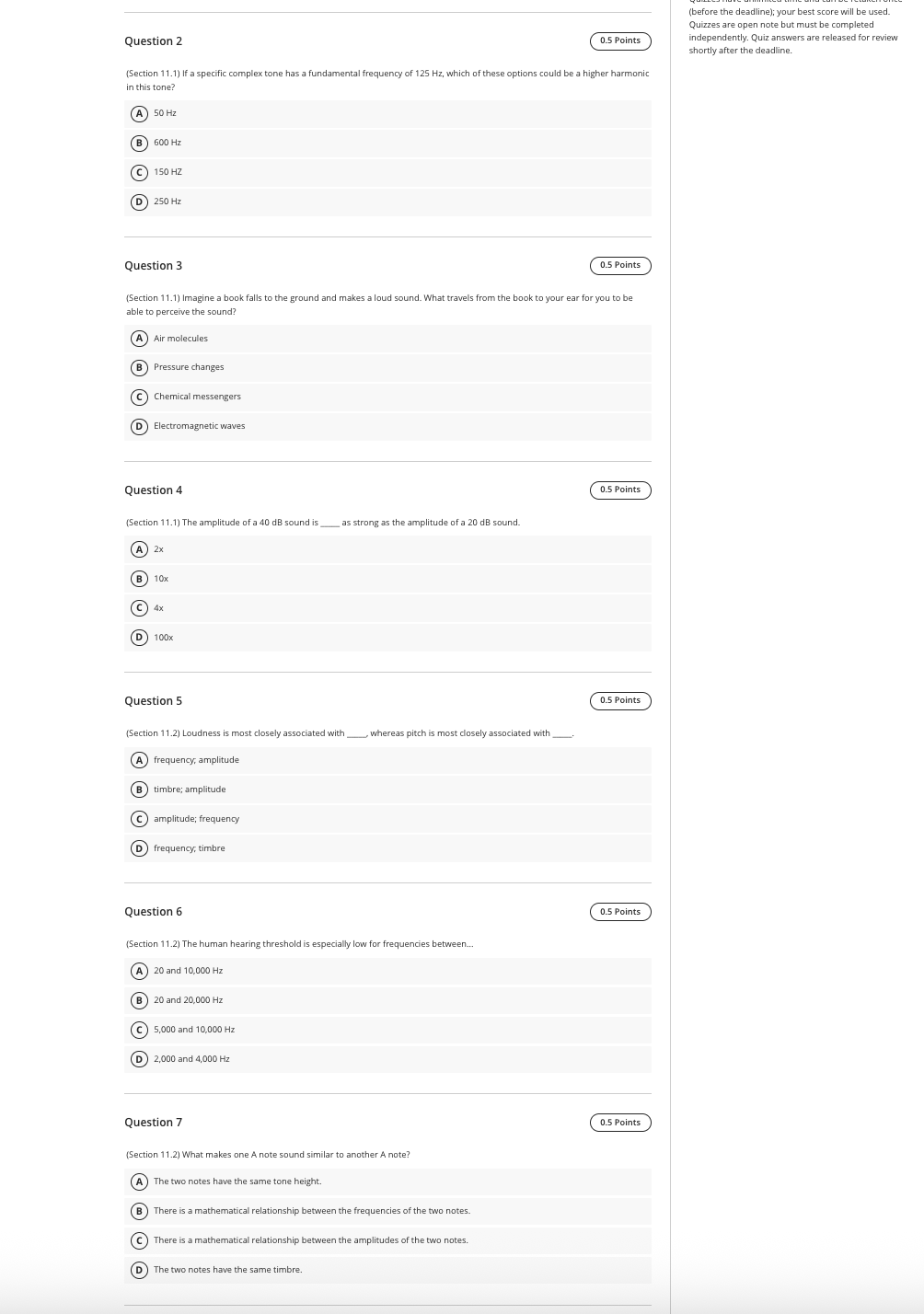 Answer (before the deadline); your best score