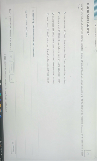 2 1 of 2 4 Concepts completed Multiple Choice