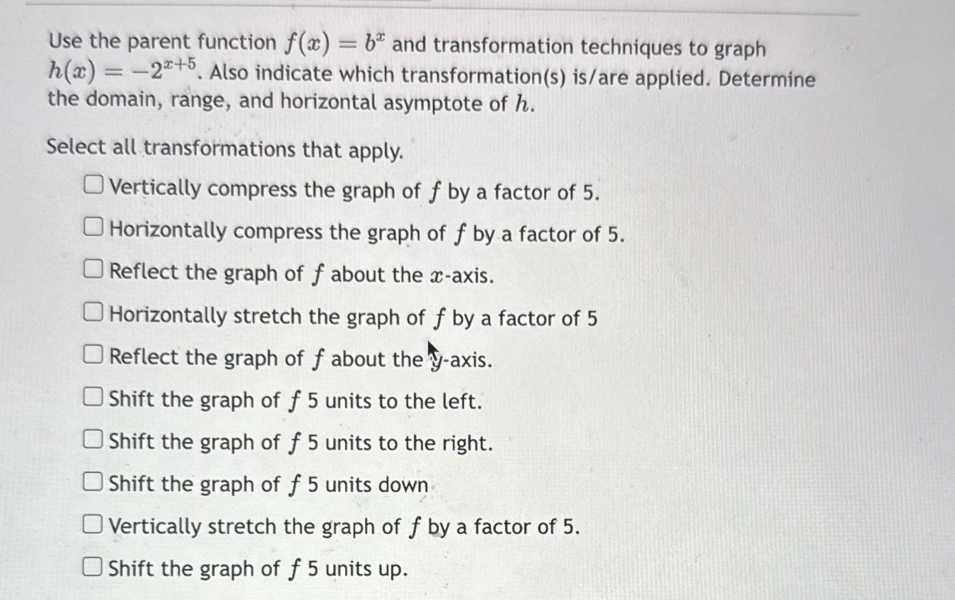 Use the parent function f(a) = b* and