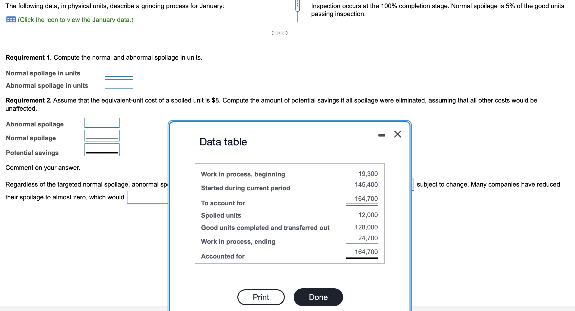 find requirement 1 and 2 The following data, in