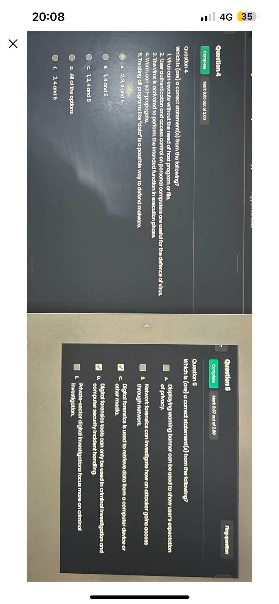 .1 4G 35 Question 5 Flag question Question 4