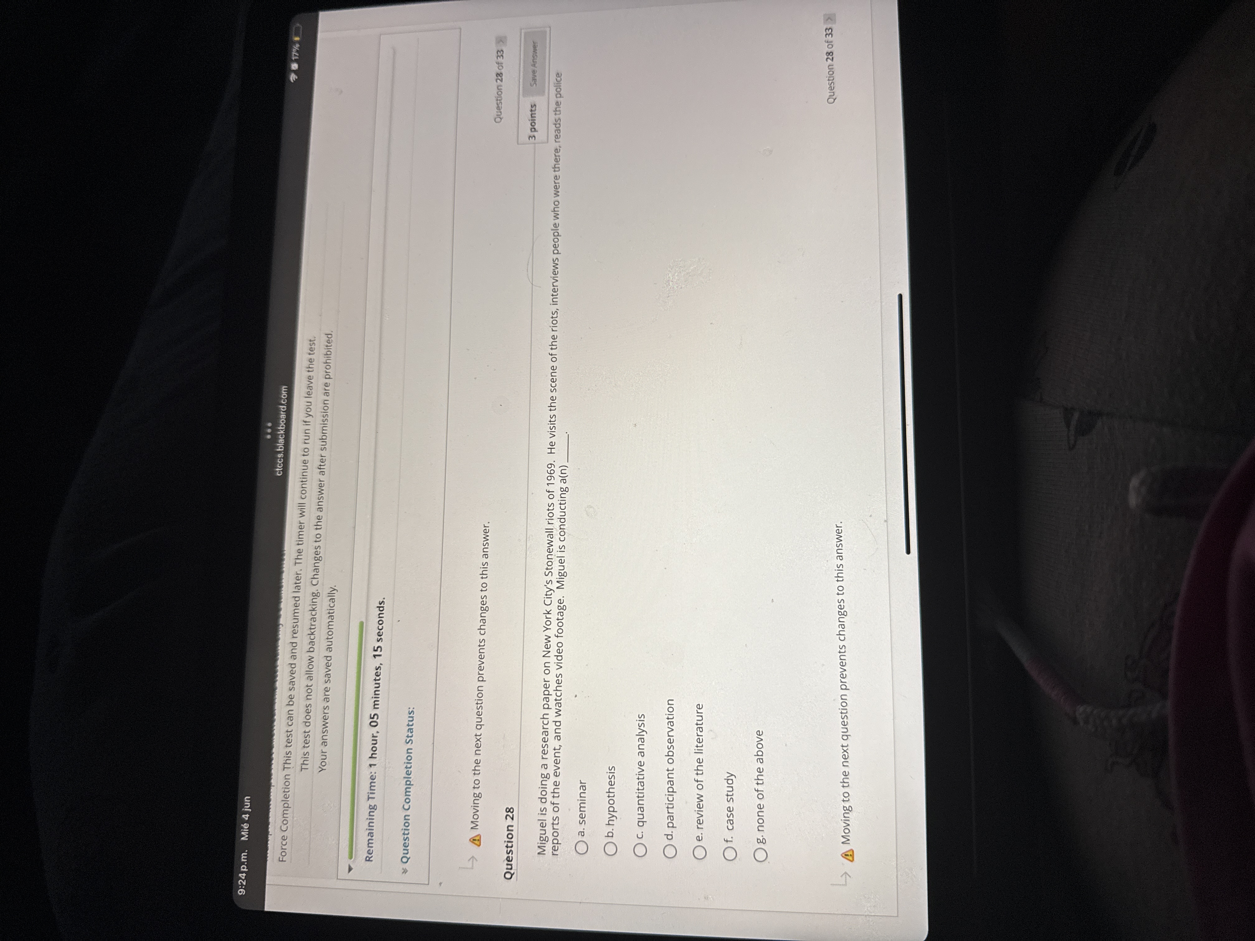 N 9:24 p.m. Mie 4 jun ctccs.blackboard.com 7 17%