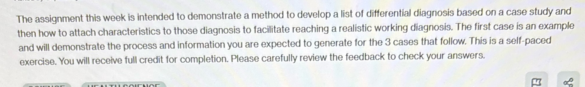 The assignment this week is intended to