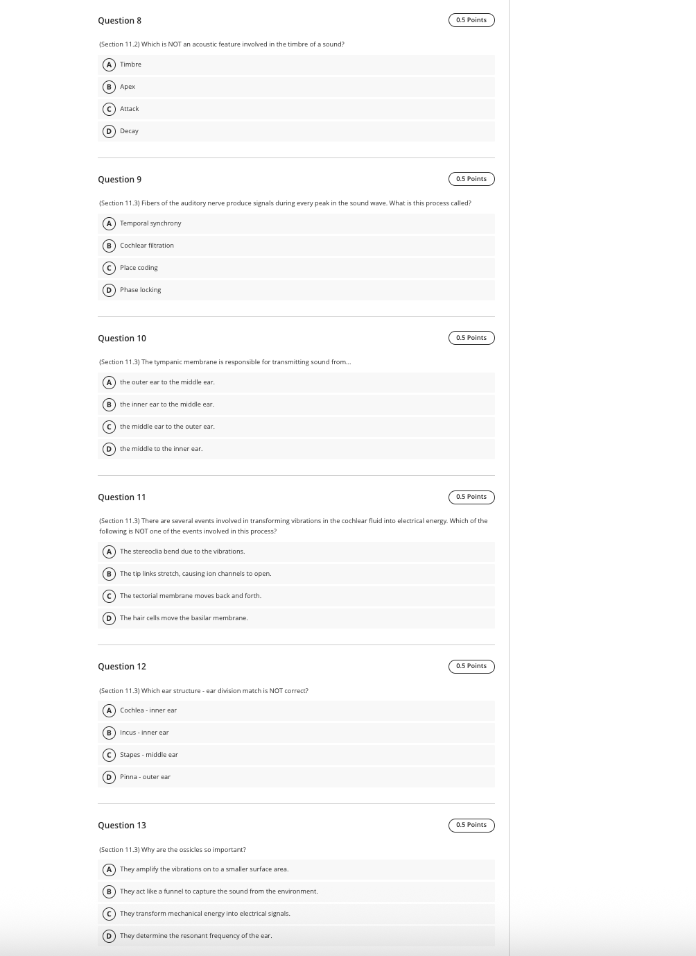 Answer Question & (Section 11.2) Which is NOT an