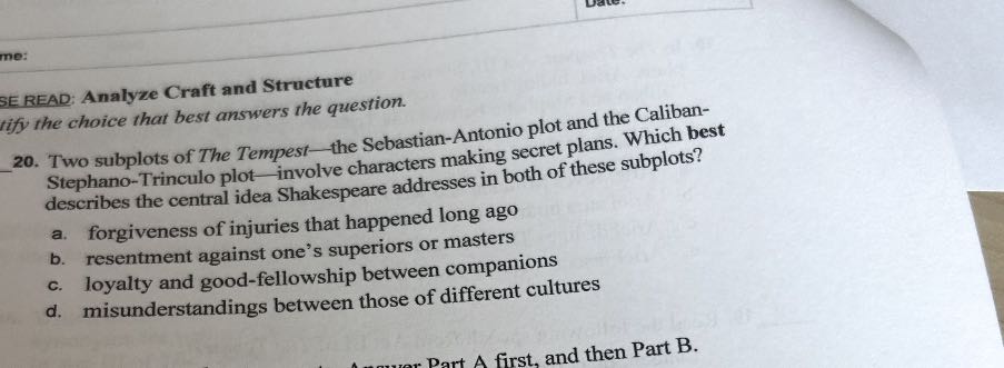 me: SE READ: Analyze Craft and Structure tify the
