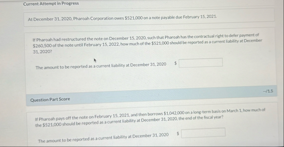 Current Attempt in Progress At December 3 1 , 2 0