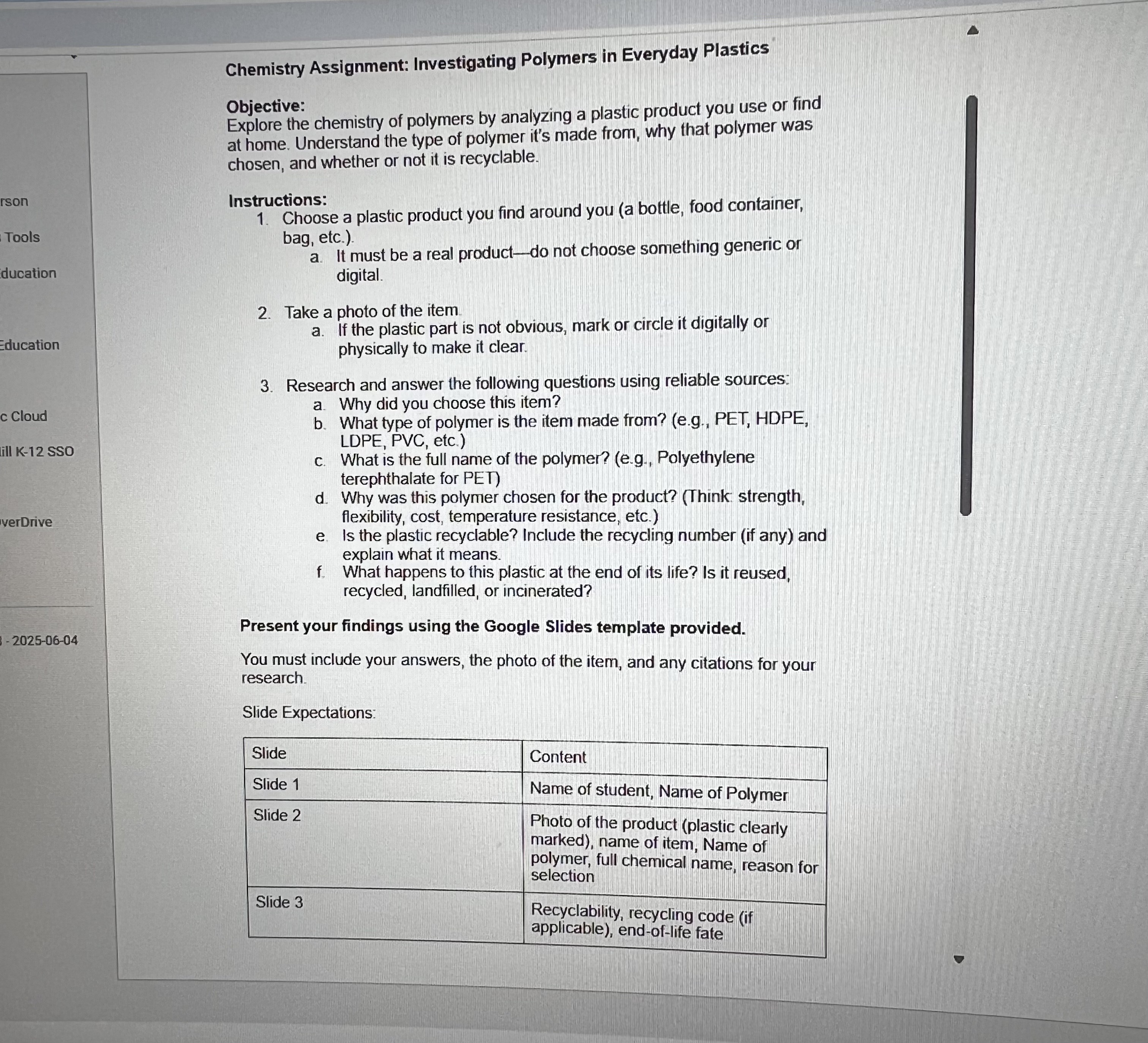 solve Chemistry Assignment: Investigating