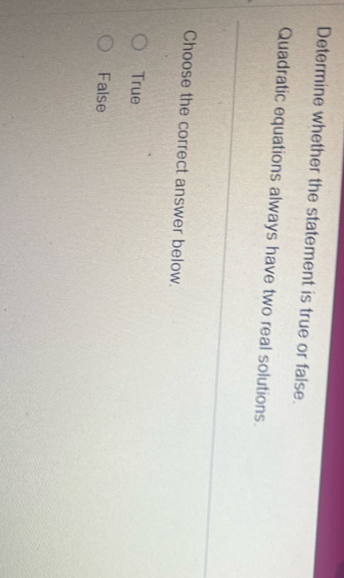 Determine whether the statement is true or false.