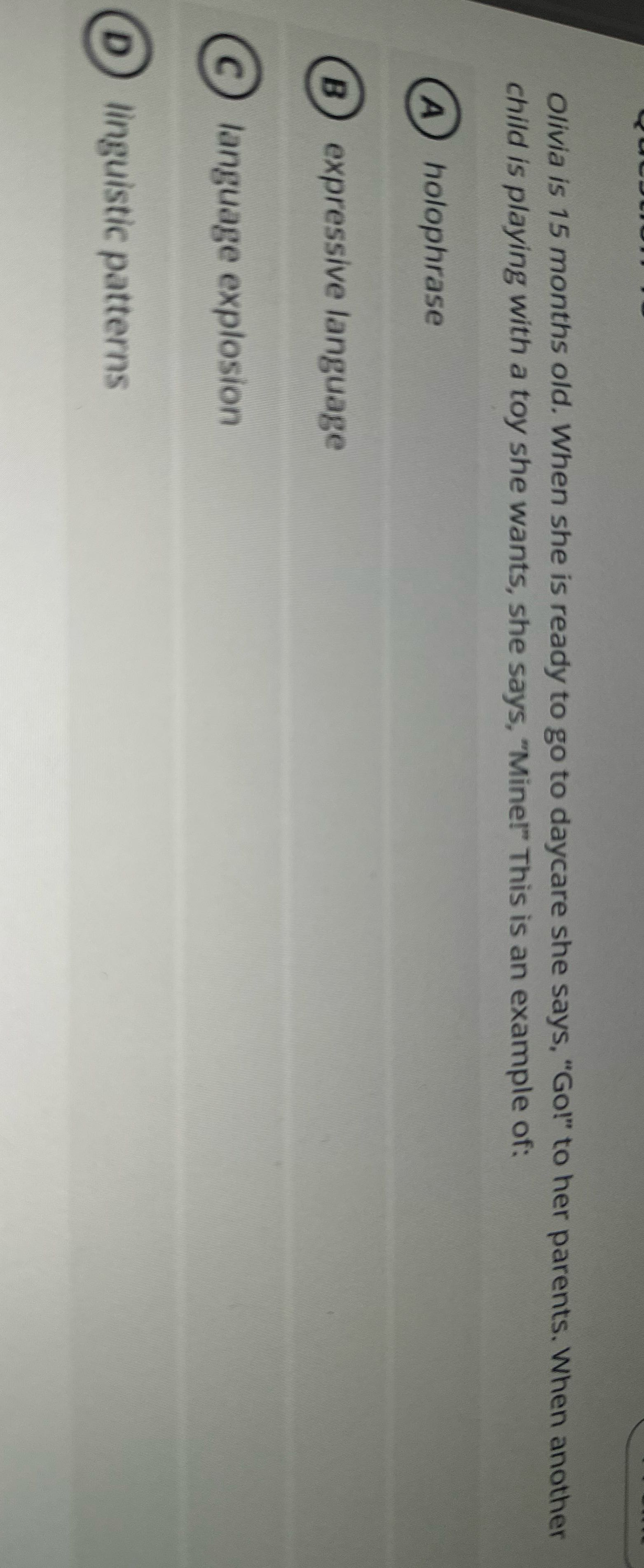 Olivia is 15 months old. When she is ready to go