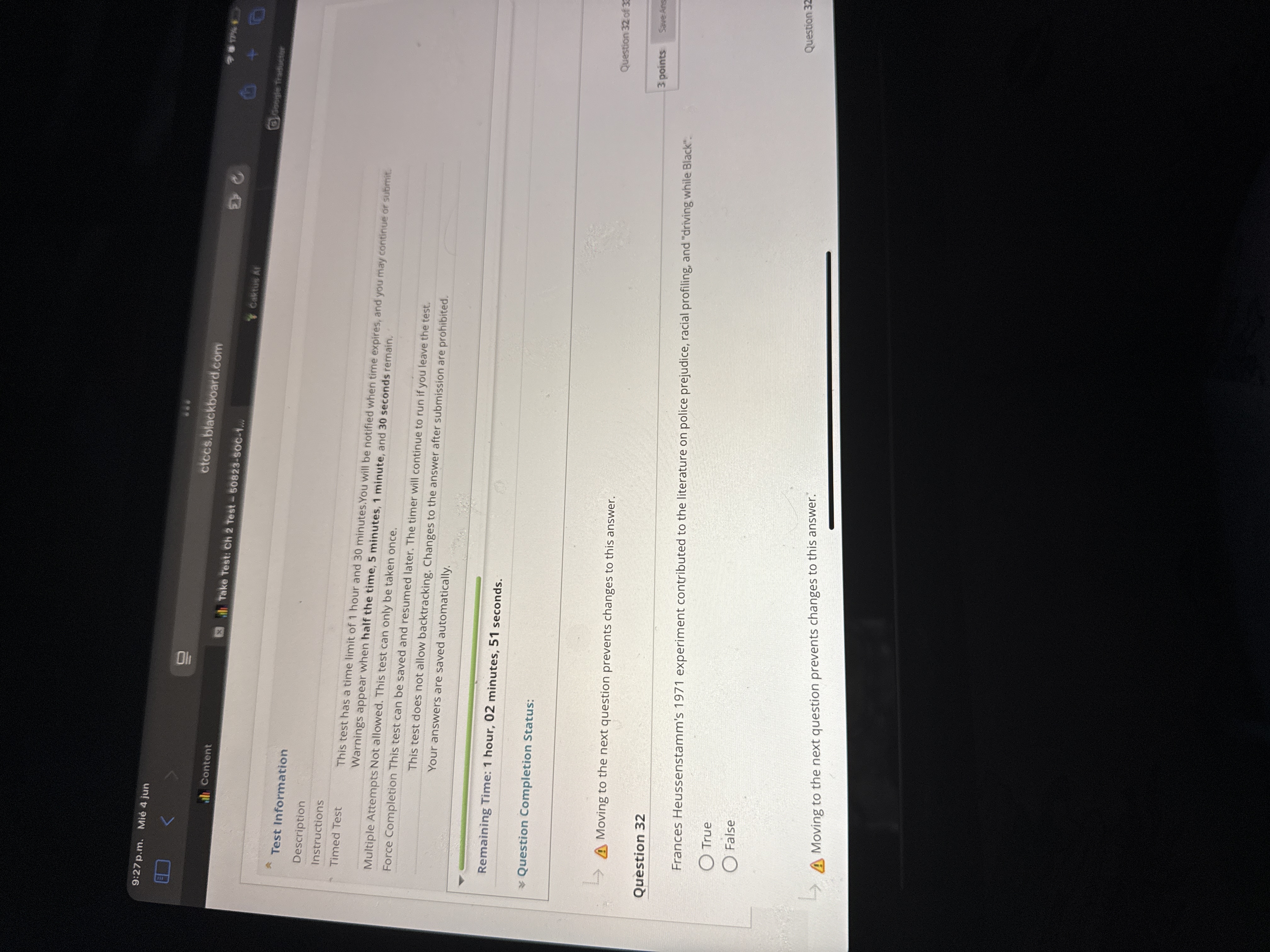 J 9:27 p.m. Mie 4 jun < ctccs.blackboard.com all