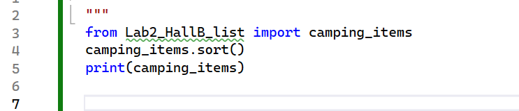 My first week of python. trying import a list