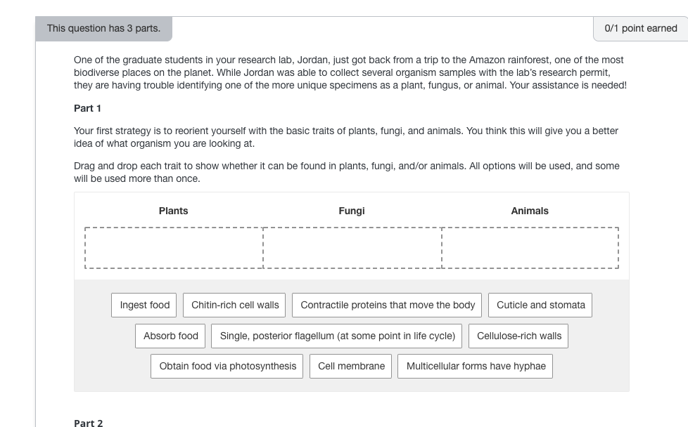 answer This question has 3 parts. 0/1 point