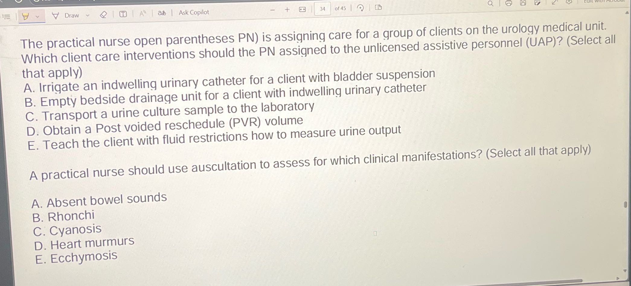 Draw ~ | T | A | | Ask Copilot + 34 of 45 | Q 1 9