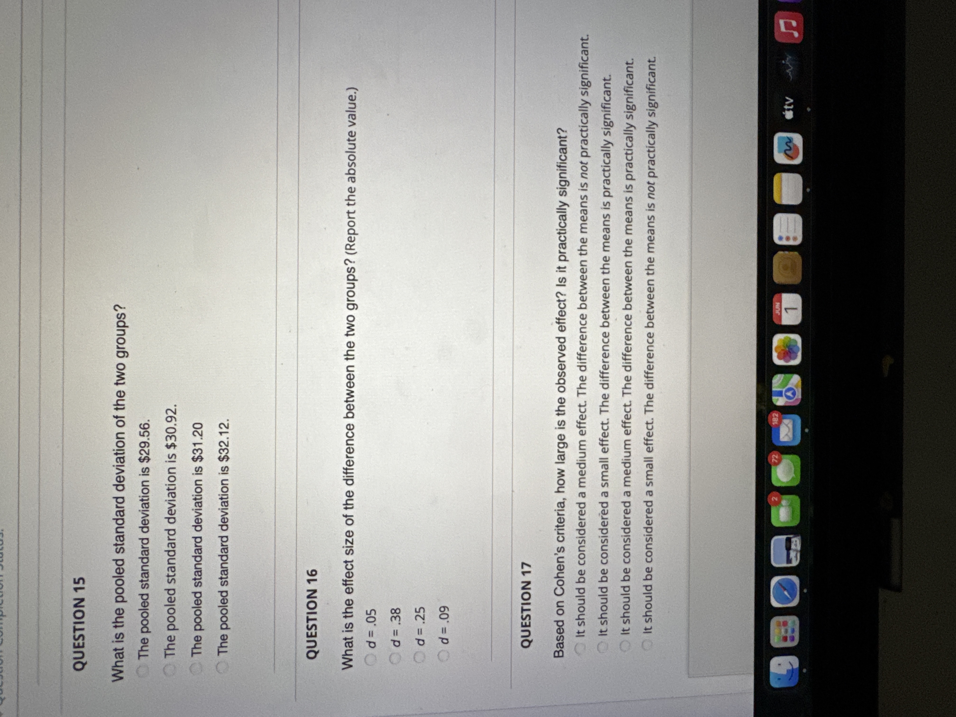 Answer 15-17 QUESTION 15 What is the pooled