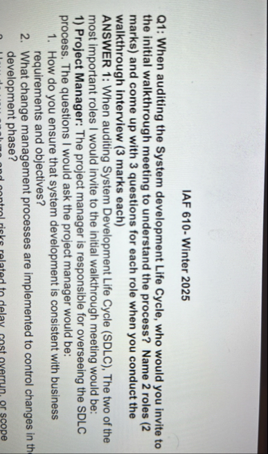 IAF 6 1 0 - Winter 2 0 2 5 Q 1 : When auditing