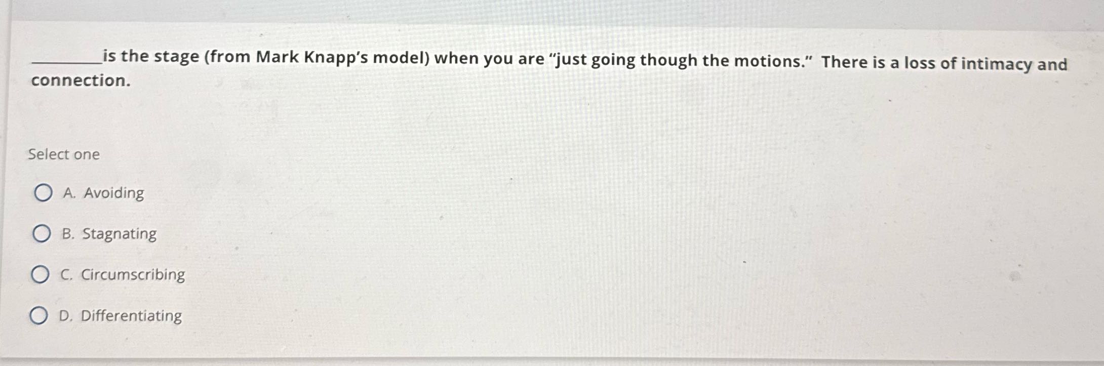 is the stage (from Mark Knapp's model) when