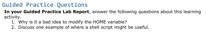Correct answer if I use Linux. Guided Practice