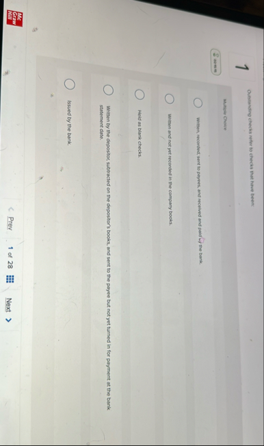 1 Outstanding checks refer to checks that have