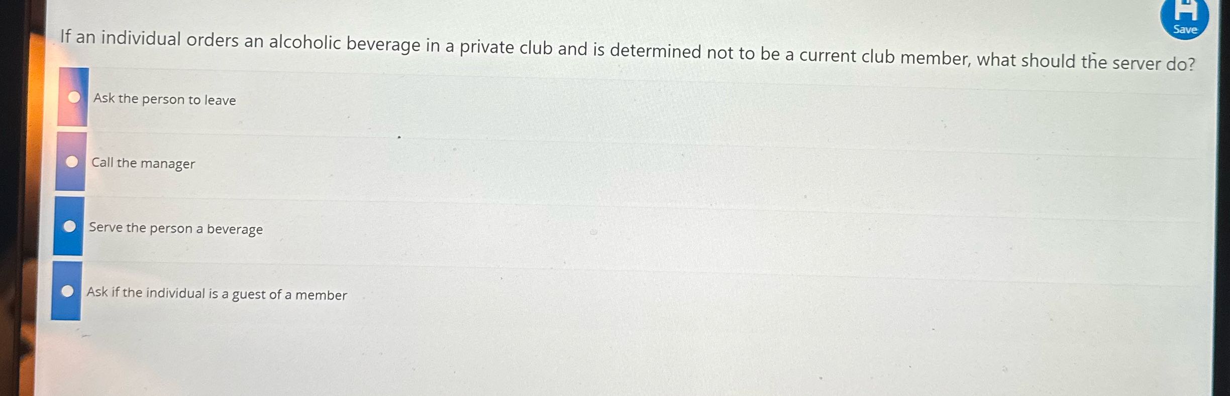 & If an individual orders an alcoholic beverage