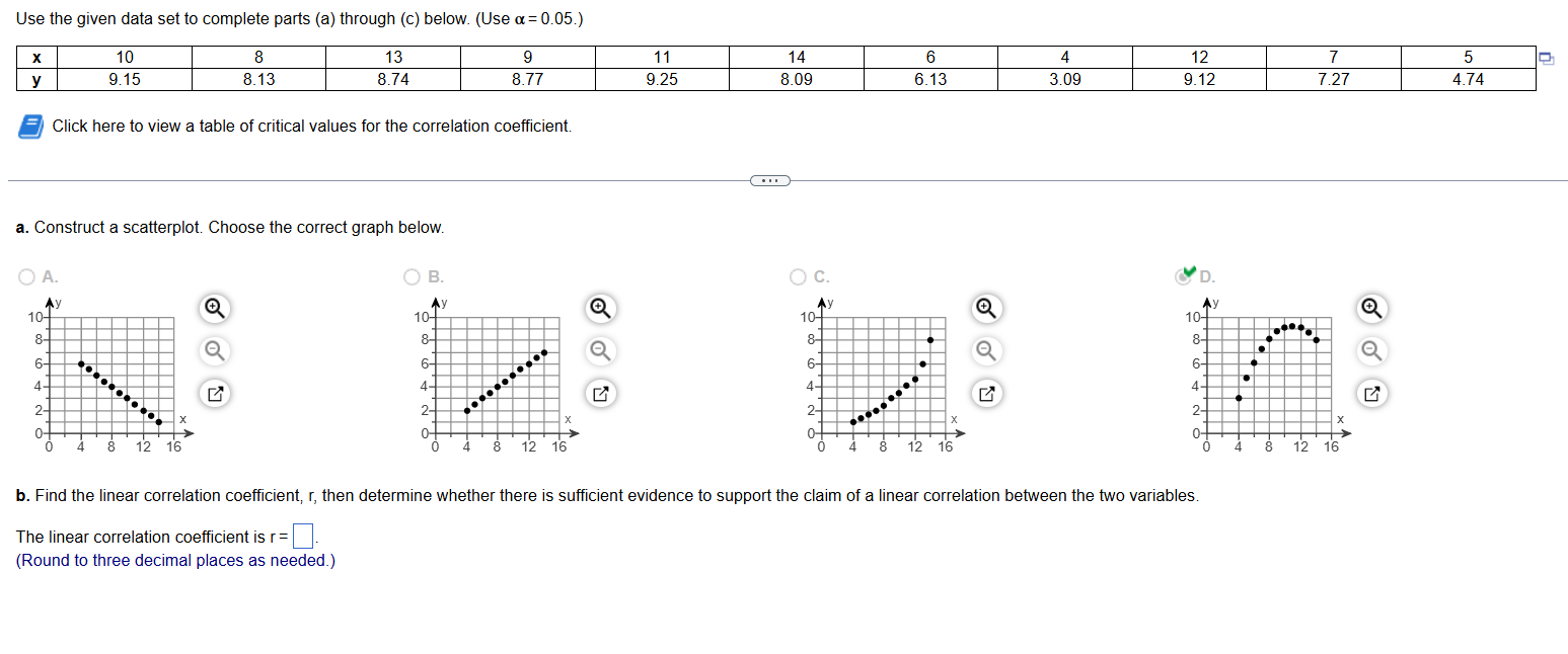 Use the given data set to complete parts (a)