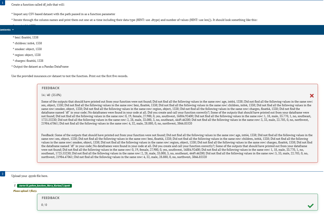 a Create a function called df_info that will: *