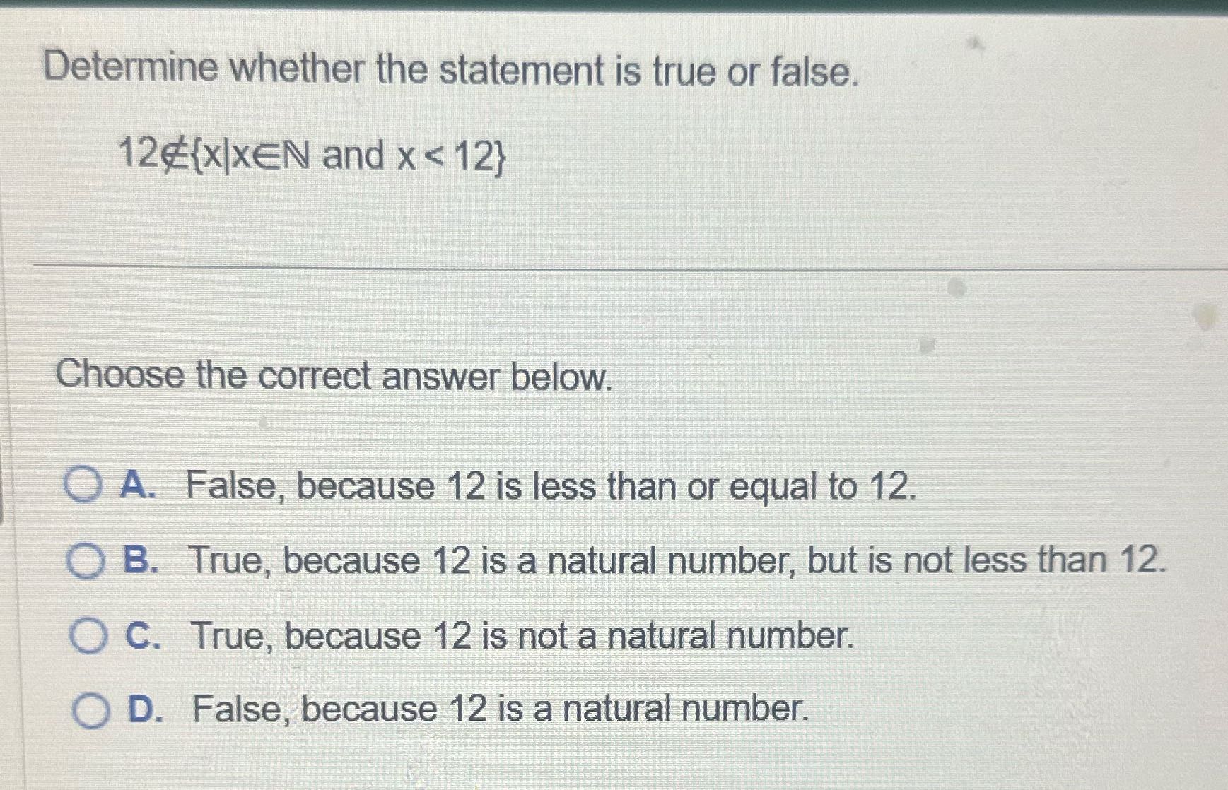 Answer the question Determine whether the