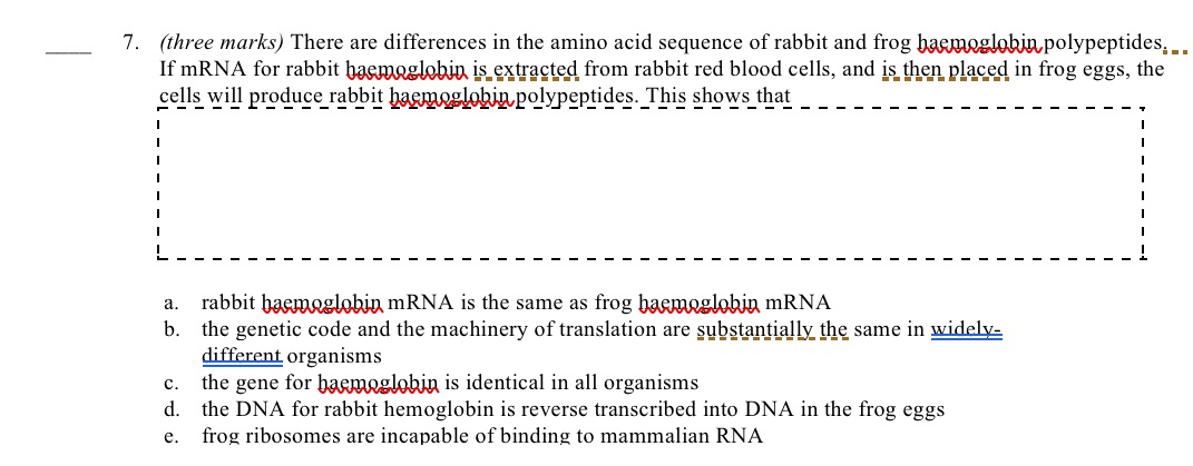 What is the answer and why? 7. (three marks)
