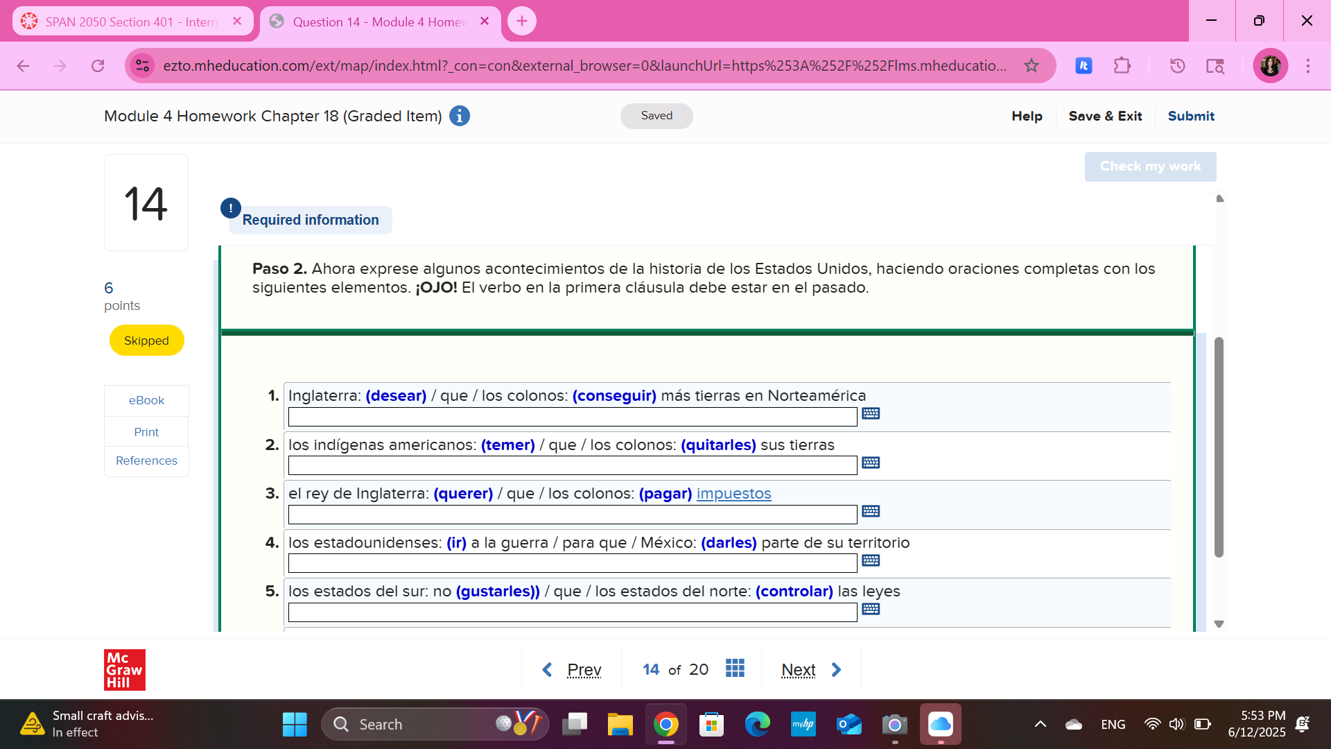 follow the directions SPAN 2050 Section 401 -