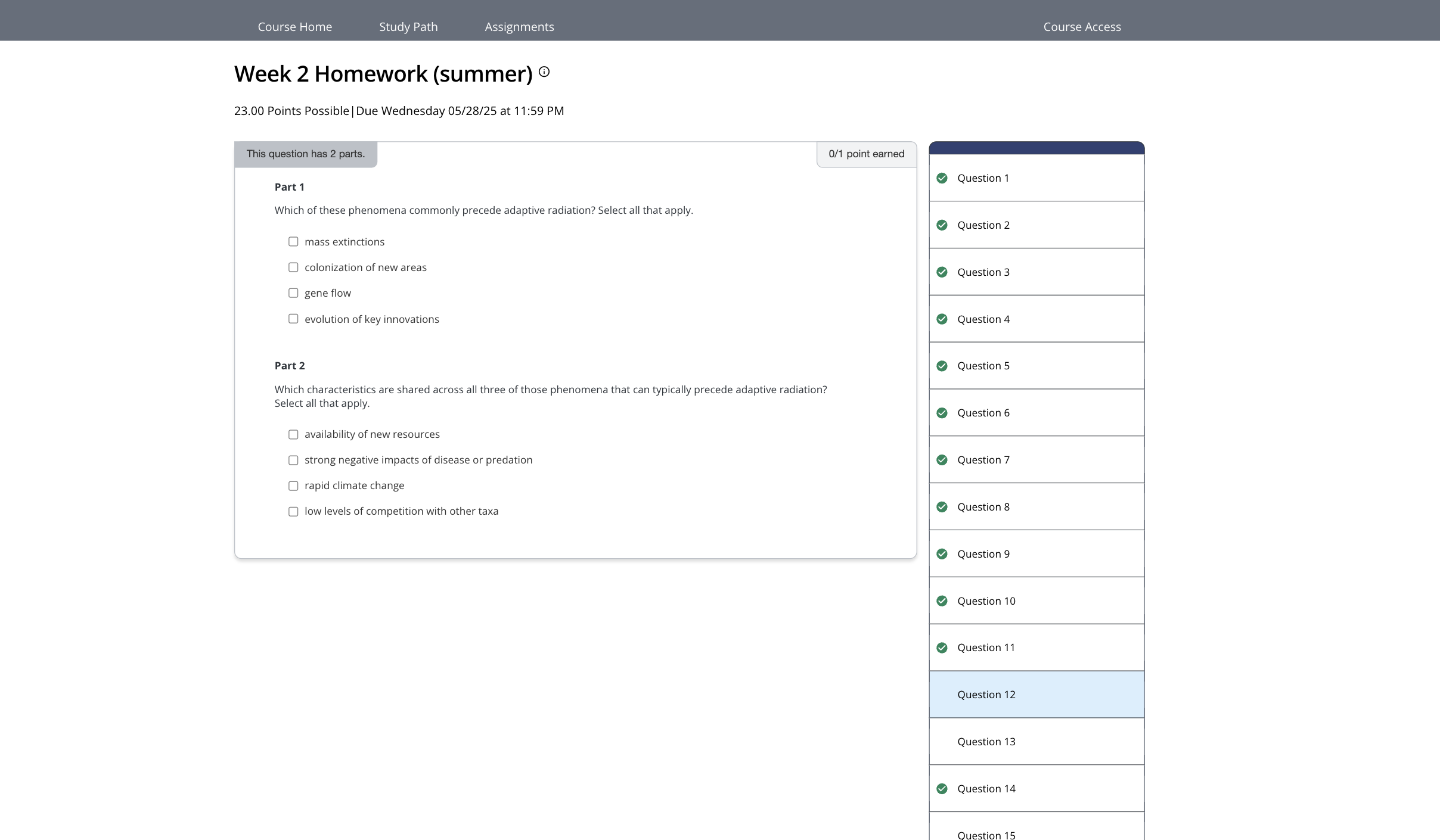 answer Course Home Study Path Assignments Course