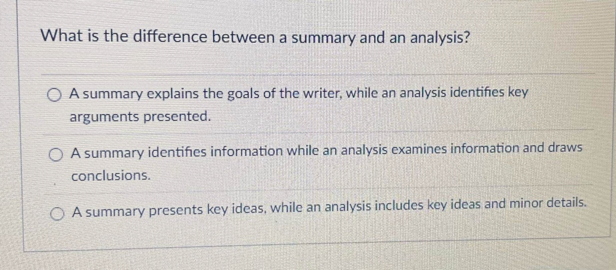 Answer What is the difference between a summary