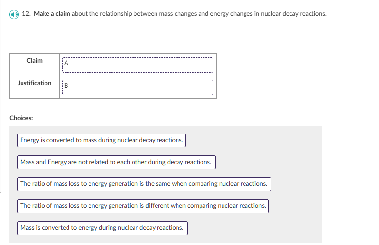 answer i) 12. Make a claim about the relationship