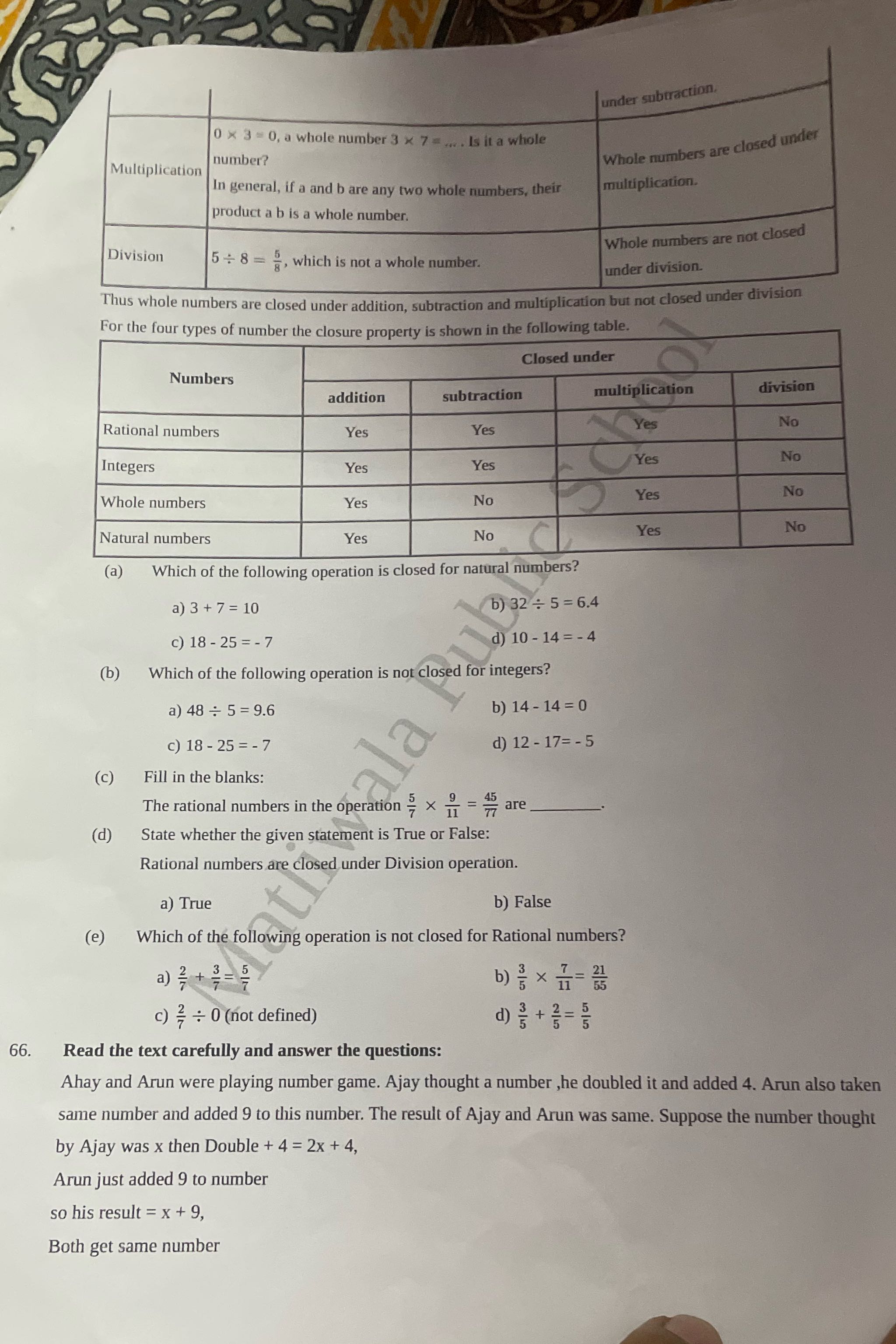 Answer please under subtraction, 0 x 3 = 0, a
