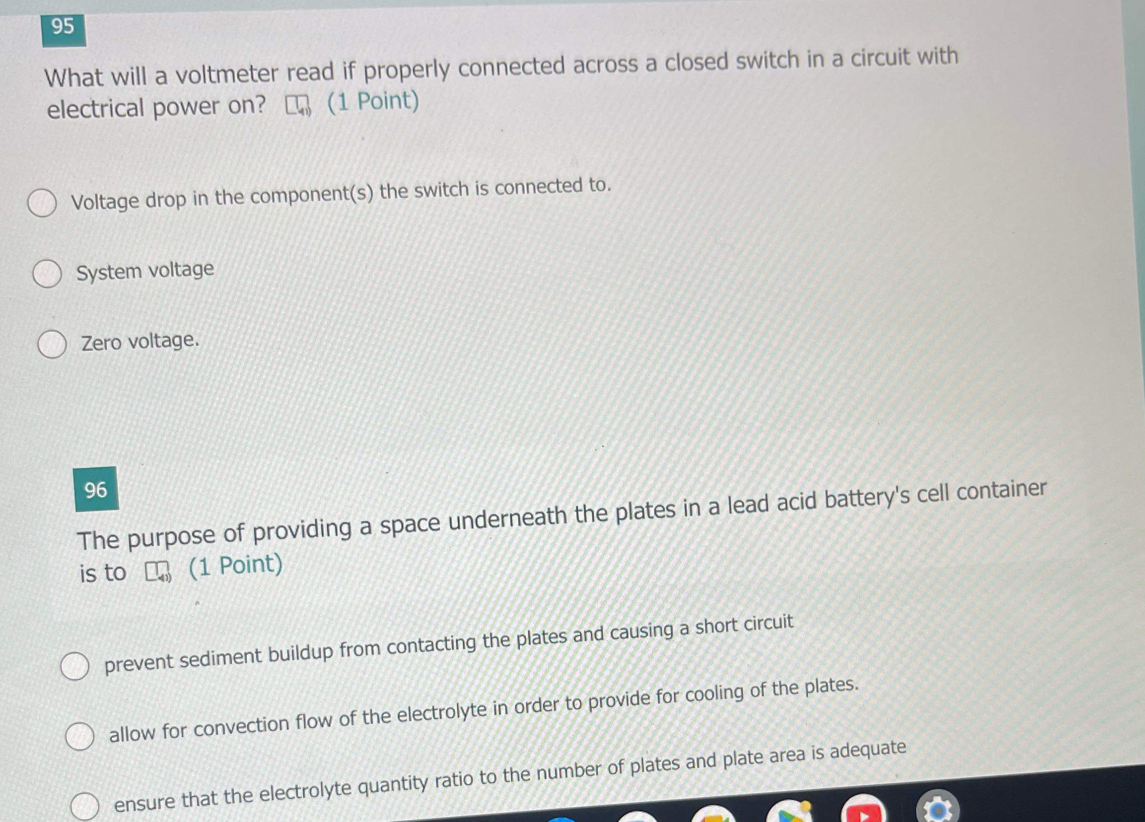 95 What will a voltmeter read if properly