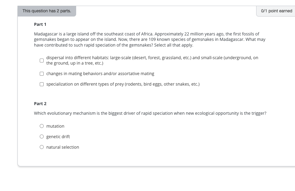 answer This question has 2 parts. 0/1 point