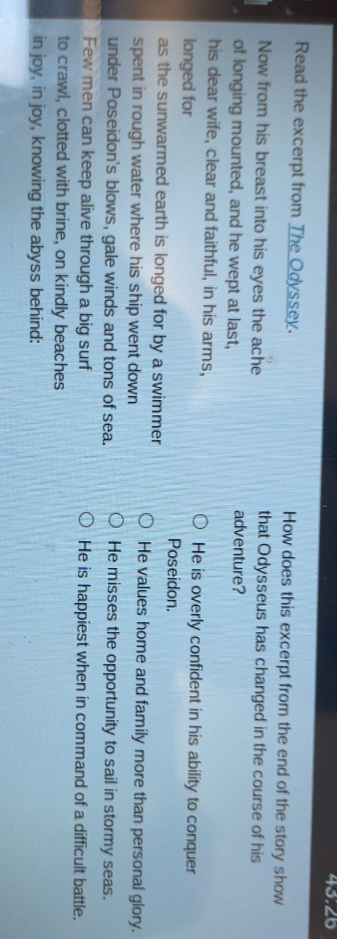 .20 Read the excerpt from The Odyssey. How does