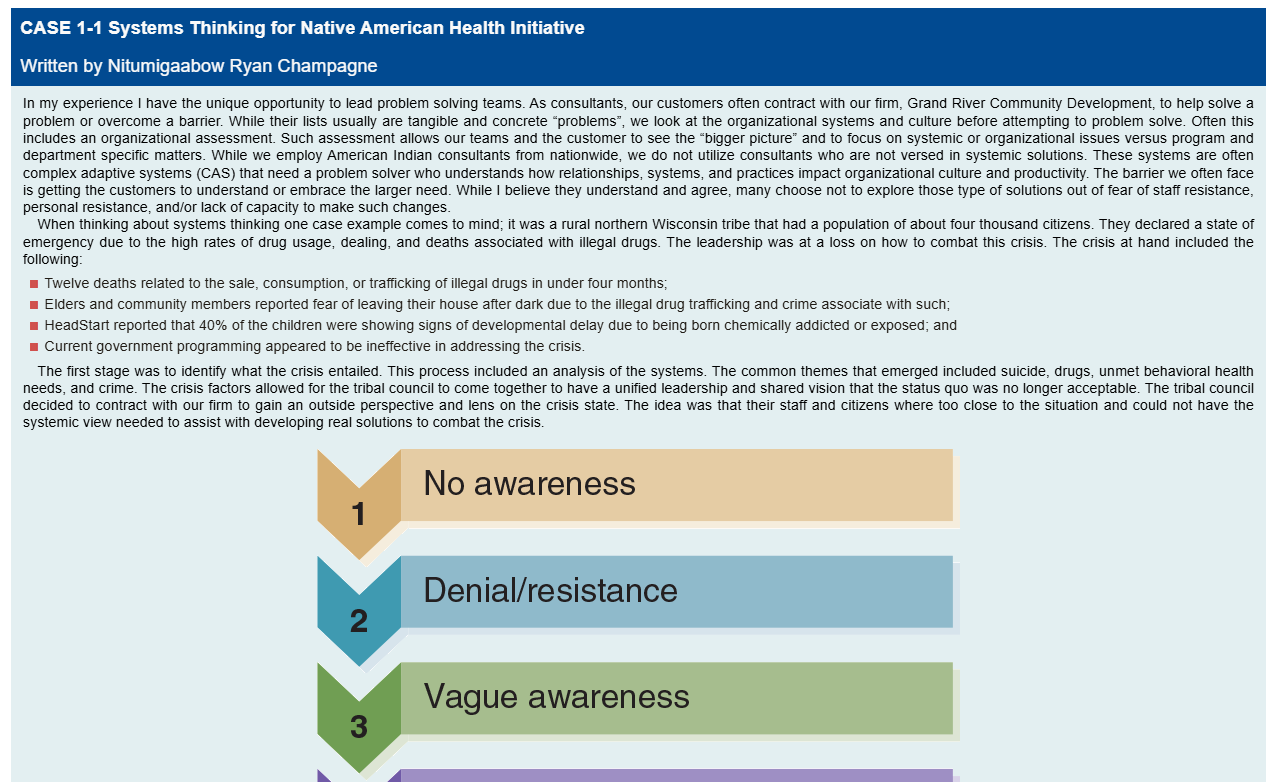 use this information CASE 1-1 Systems Thinking